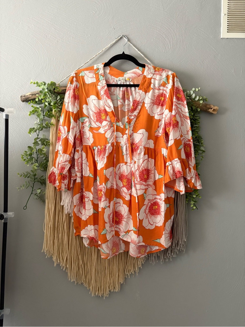 C&C California Orange Floral Peplum Tunic